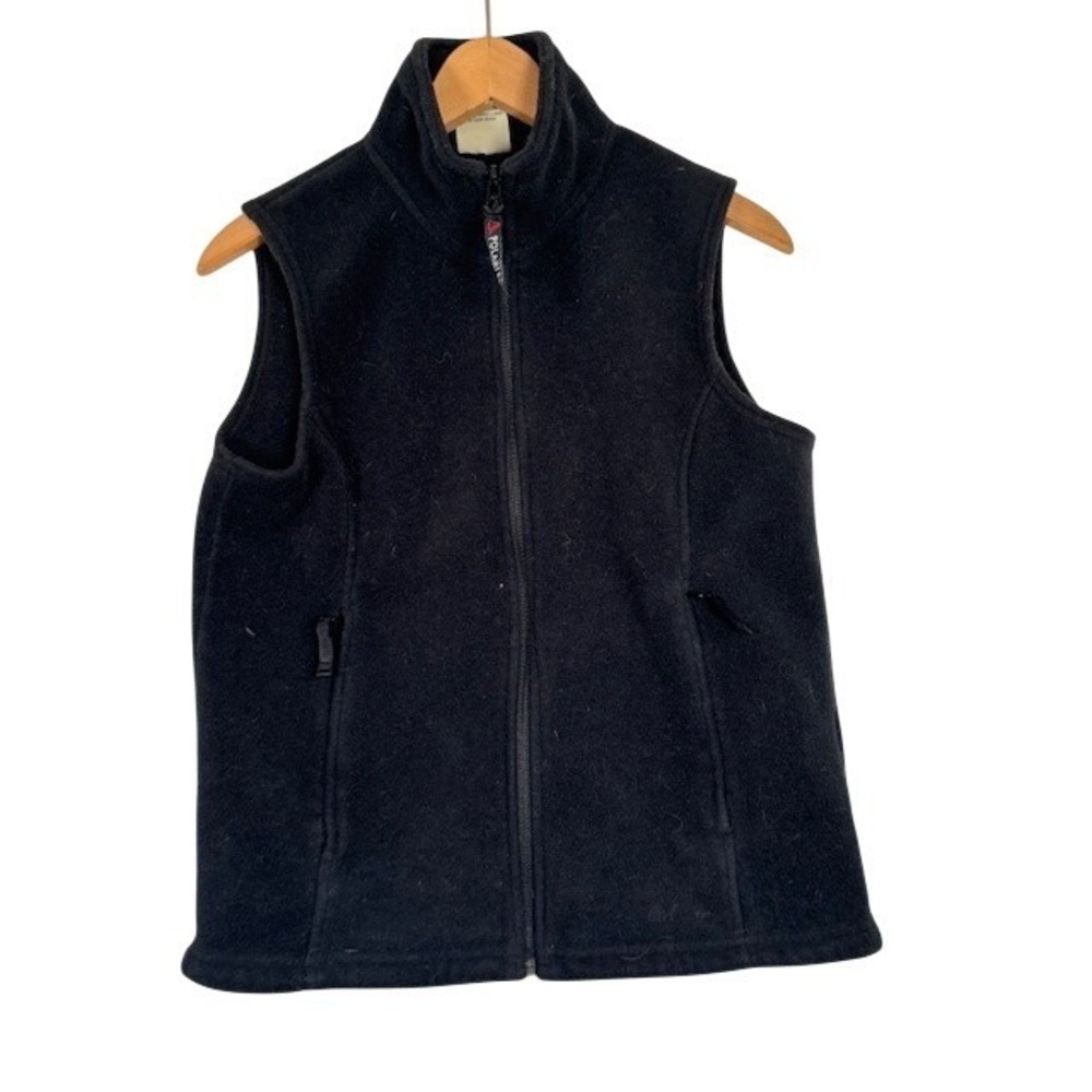 Cabelas Womens Black Polartec Fleece Vest Full Zip Pockets Size S